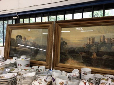 Lot 129 - Pair of large late Victorian colour prints on original glazed gilt frames 'Durham Cathedral'