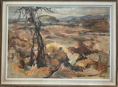 Lot 362 - Gabriel Ellison (1930-2017) oil on board - Landscape near Serenje, signed, titled verso, 82cm x 114cm, framed