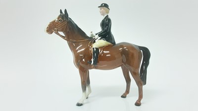 Lot 17 - Beswick Huntswoman, style 2, rider and horse stood still, model no. 1730, designed by Arthur Gredington, 21cm in height