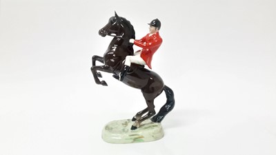 Lot 19 - Beswick Huntsman (on rearing horse), style 1, colourway 1 rider, designed by Arthur Gredington, 25.4cm in height