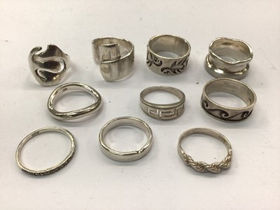 Lot 687 - Group of ten silver rings