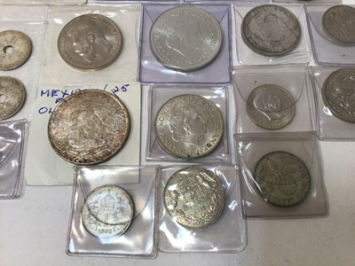 Lot 434 - World - Mixed silver coins to include Australia Crown 1937 EF, Florin 1927 EF, Mexico 5 Pesos 1948 AU, 20 Pesos 'Olympics' 1968 UNC, Sweden 2 Kronor 'Silver Jubilee' 1897 GEF, Russia copper-nickel...