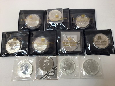 Lot 435 - World - Mixed silver bullion 1oz coins to include G.B. £2 Britannia x 6, Australia One Dollars 'Kangaroo' x 2, Kookaburra and Canada 'Maple Leaf' Five Dollars x 3