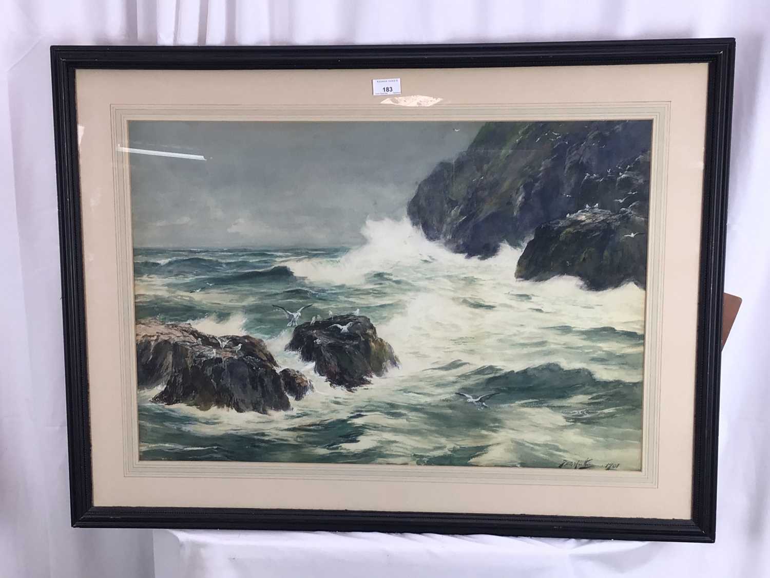 Lot 350 - Thomas Swift Hutton (1860-1935), watercolour, coastal scene