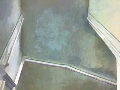 Lot 169 - Arthur F Oldham - oil on canvas staircase