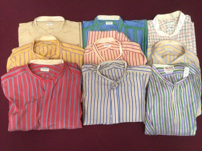 Lot 2178 - Vintage Turnbull & Asser colourful striped silk collarless shirts.