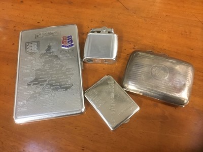 Lot 746 - Silver cigarette case, advertising vesta cases another case and a lighter