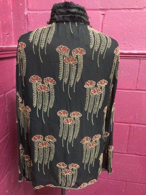 Lot 2183 - 1920's/30's Liberty & Co London black crepe silk Art Deco beaded evening jacket.