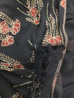 Lot 2183 - 1920's/30's Liberty & Co London black crepe silk Art Deco beaded evening jacket.