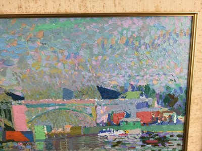 Lot 164 - Howard oil on board boats on the Thames signed and dated '72