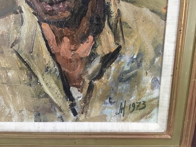Lot 163 - Russian School oil on board, wounded soldier  
Provenance collection of Roy Miles