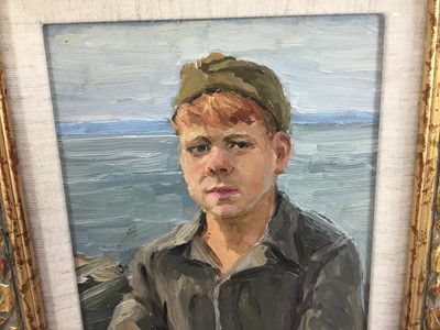 Lot 87 - Russian School, oil on board young boy, initialled 
Provenance collection of Roy Miles