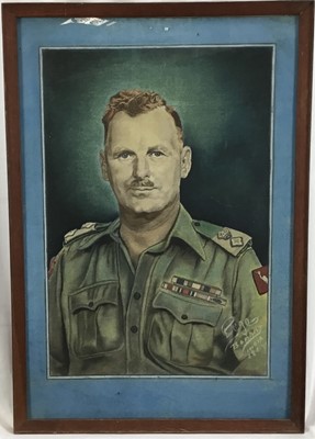 Lot 162 - British Army officer chalk portrait and another portrait