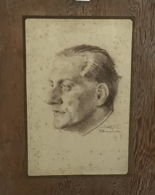Lot 204 - British Army officer chalk portrait and another portrait