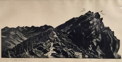 Lot 161 - Herbert Ogden Waters  (1903-1996), wood engraving The Summit