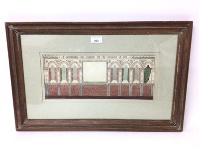 Lot 106 - Attributed to George Edmund Street (1824-1881), watercolour, design for a wall in a baptistery
