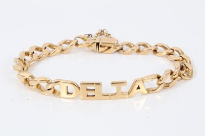 Lot 321 - 18ct gold curb link identity bracelet 'Delia' and two spare links