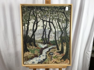 Lot 1084 - *Lucy Harwood (1893-1972) oil on canvas, Stream through the trees, signed