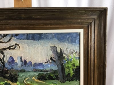Lot 1080 - *Lucy Harwood (1893-1972) oil on canvas, Blue pool near Hadleigh, signed, titled to Ixion Society label verso