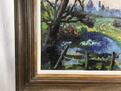 Lot 1080 - *Lucy Harwood (1893-1972) oil on canvas, Blue pool near Hadleigh, signed, titled to Ixion Society label verso