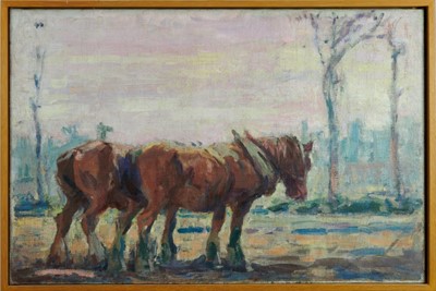 Lot 817 - Harry Becker (1865-1928) oil on canvas, The Plough Team