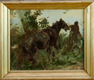 Lot 1092 - Harry Becker (1865-1928) oil on canvas board, Through the Gap