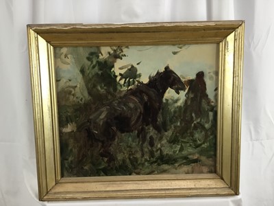 Lot 1092 - Harry Becker (1865-1928) oil on canvas board, Through the Gap