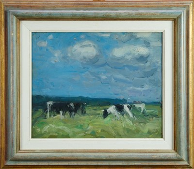 Lot 1087 - Harry Becker (1865-1928) oil on panel, Cattle grazing
