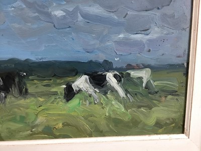 Lot 1087 - Harry Becker (1865-1928) oil on panel, Cattle grazing