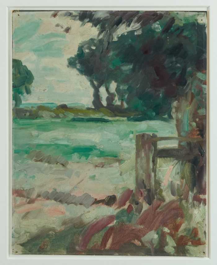 Lot 1091 - Harry Becker (1865-1928) oil on canvas laid down onto board, Gatepost