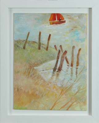 Lot 1097 - *Tessa Newcomb (b. 1955) oil on board, Small craft