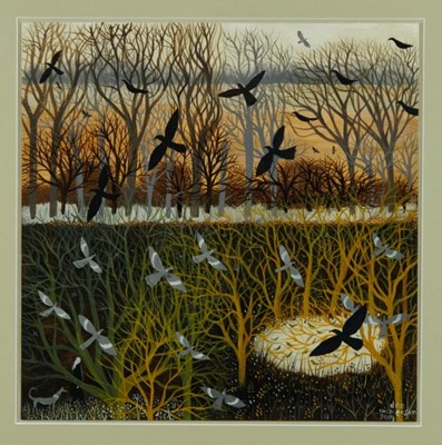 Lot 1116 - Dee Nickerson (b. 1957) acrylic on paper, Winter Flocks