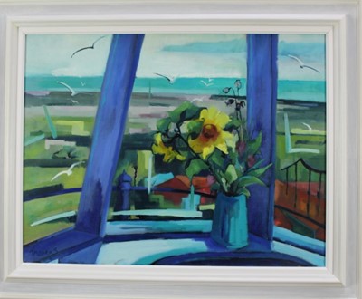 Lot 1110 - Rachel Thomas, oil on canvas, view from the lighthouse