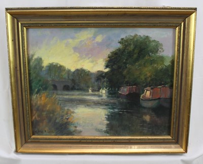 Lot 1104 - Norman Coker (Contemporary) oil on board, Evening on the River