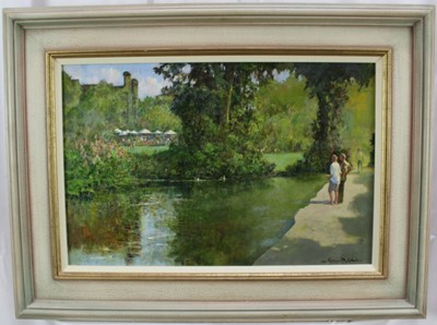 Lot 47 - Norman Coker (Contemporary) oil on board - Pashley Manor, Sussex, signed