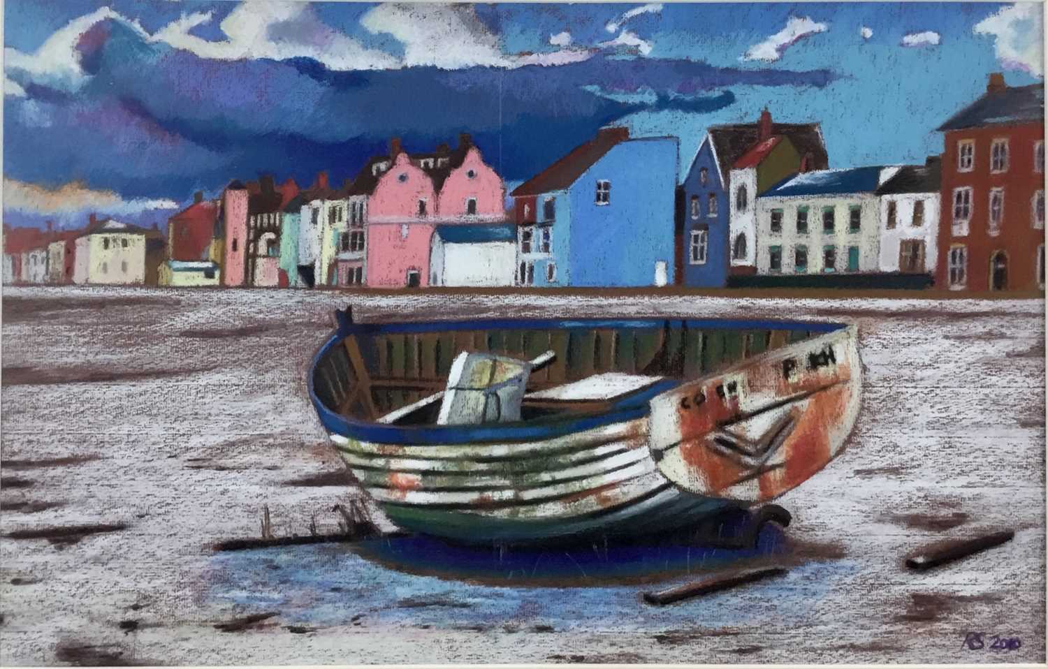 Lot 127 - Richard Stockings, contemporary, pastel - Fishing Boat at Aldeburgh, initialled and dated 2010