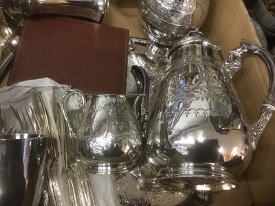 Lot 151 - Quantity of silver plate, including a four piece tea and coffee service, cutlery, wine cooler, etc