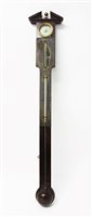 Lot 1397 - George III stick barometer with broken...