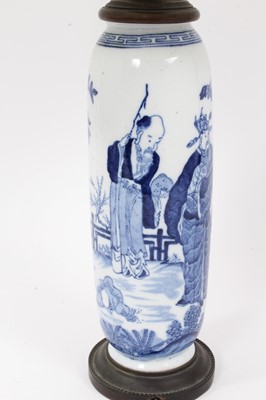 Lot 184 - Chinese blue and white vase converted to a lamp