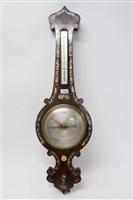 Lot 1399 - Late Regency barometer / thermometer with...