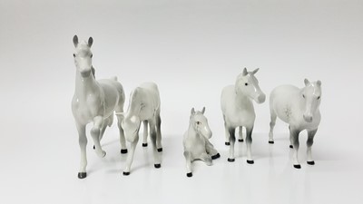 Lot 76 - Five various Beswick horses including Foal (lying) model no. 915, designed by Arthur Gredington, 8cm high
