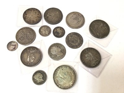 Lot 450 - G.B. - Mixed silver coinage to include Victoria JH Crown 1980 VG, Double Florins 1888 F, 1889 x 2 F-AVF, George VI Crown 1937 AEF and others (Qty)