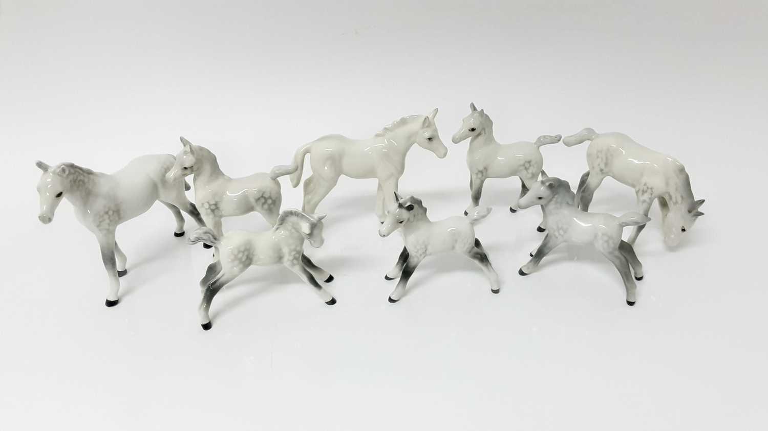 Lot 81 - Eight Beswick Foals including small, stretched, facing right, model no. 815, designed by Arthur Gredington, 8cm