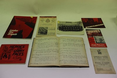 Lot 827 - Second World War National Fire Service (NFS) hand written account of the War from the start to the Blitz, together with photographs and related ephemera