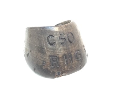 Lot 727 - Early 20th century Horse Hoof engraved 'C50 RHG' possibly for Royal Horse Guards.