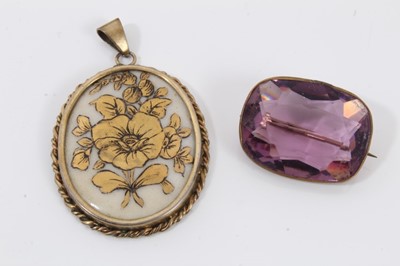 Lot 78 - Art Nouveau 9ct gold bar brooch together with other Victorian and later brooches, pendant and locket