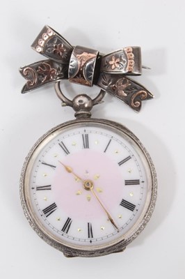Lot 79 - Late 19th century Swiss silver fob watch