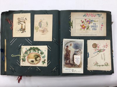 Lot 1410 - Collection of postcards and greeting cards loose and in album.