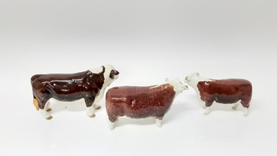 Lot 92 - Two Beswick Hereford Bulls - CH of Champions and another similar (3)