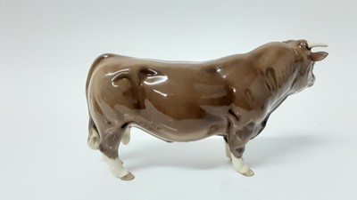 Lot 94 - Beswick BCC Limousin Bull, model no. 2463, designed by Alan Maslankowski, together with a BCC Limousin cow and calf (3)
